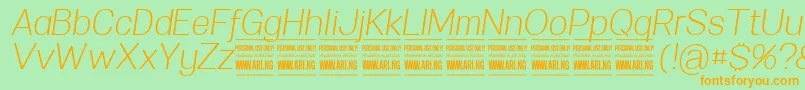 SpecifypersonalNormlightitalic Font – Orange Fonts on Green Background