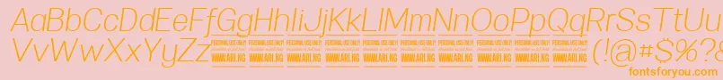 SpecifypersonalNormlightitalic Font – Orange Fonts on Pink Background