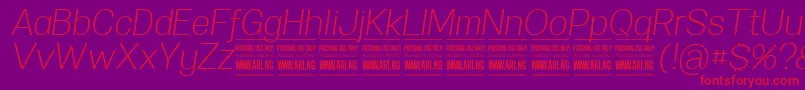 SpecifypersonalNormlightitalic Font – Red Fonts on Purple Background