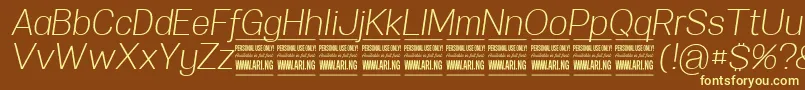 SpecifypersonalNormlightitalic Font – Yellow Fonts on Brown Background