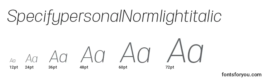 SpecifypersonalNormlightitalic Font Sizes