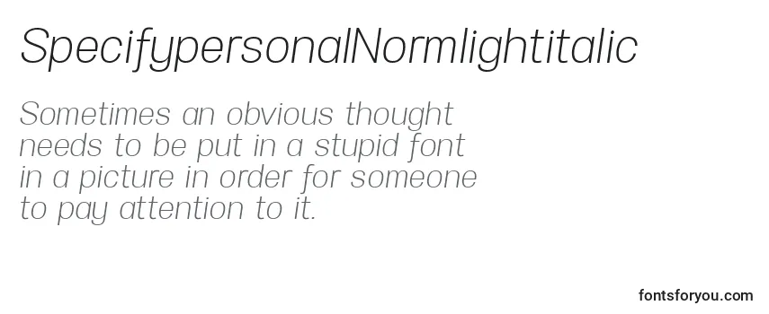SpecifypersonalNormlightitalic Font