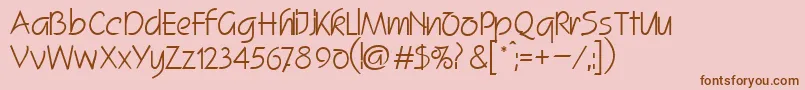 SquawRegularDb-Schriftart – Braune Schriften auf rosa Hintergrund
