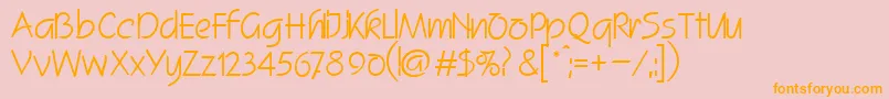 フォントSquawRegularDb – オレンジの文字がピンクの背景にあります。