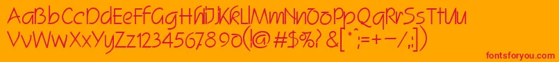 SquawRegularDb-Schriftart – Rote Schriften auf orangefarbenem Hintergrund