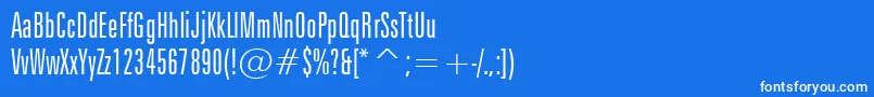 Czcionka ZurichLtxcnBtLight – białe czcionki na niebieskim tle