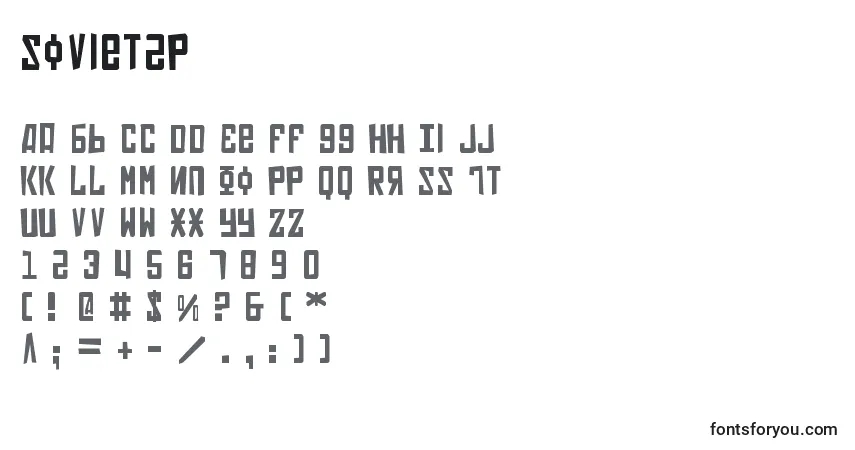 Czcionka Soviet2p – alfabet, cyfry, specjalne znaki