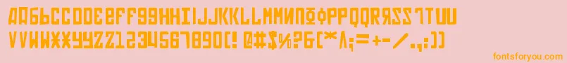 フォントSoviet2p – オレンジの文字がピンクの背景にあります。