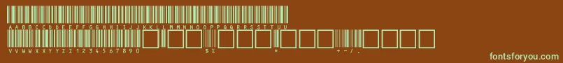 フォントV100011 – 緑色の文字が茶色の背景にあります。