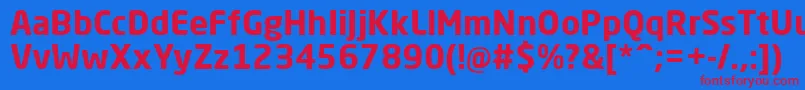Weitere Informationen zur NeoSansProBold-Schriftart NeoSansProBold-Schriftart – Rote Schriften auf blauem Hintergrund