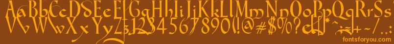 GondolaSdSwash-Schriftart – Orangefarbene Schriften auf braunem Hintergrund