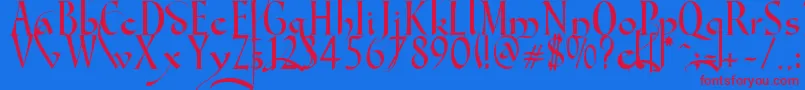 GondolaSdSwash-Schriftart – Rote Schriften auf blauem Hintergrund