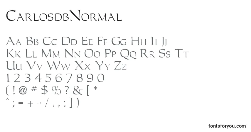 Czcionka CarlosdbNormal – alfabet, cyfry, specjalne znaki