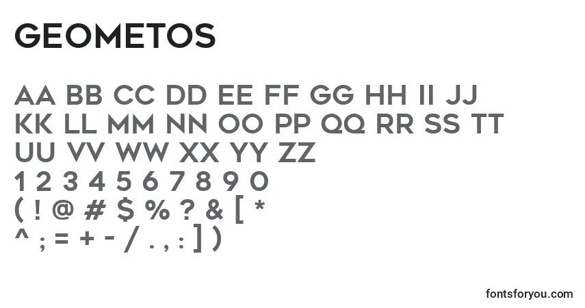 Шрифт Geometos – алфавит, цифры, специальные символы