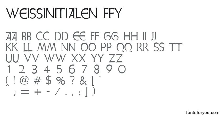 A fonte Weissinitialen ffy – alfabeto, números, caracteres especiais