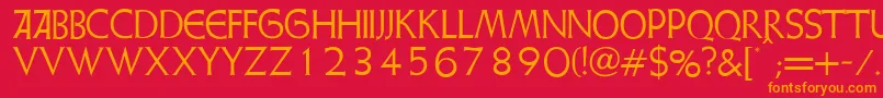 フォントWeissinitialen ffy – 赤い背景にオレンジの文字