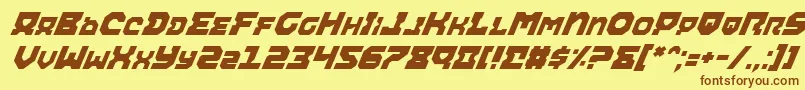 フォントAiracobraItalic – 茶色の文字が黄色の背景にあります。