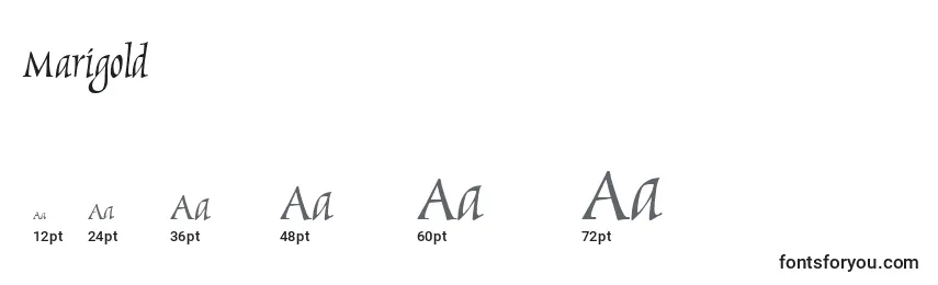 Größen der Schriftart Marigold