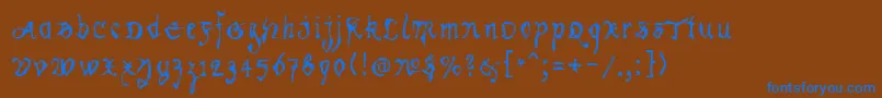 Czcionka Kracklite – niebieskie czcionki na brązowym tle