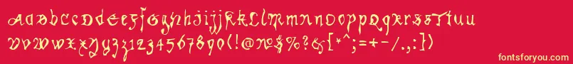 フォントKracklite – 黄色の文字、赤い背景