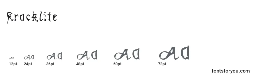 Размеры шрифта Kracklite