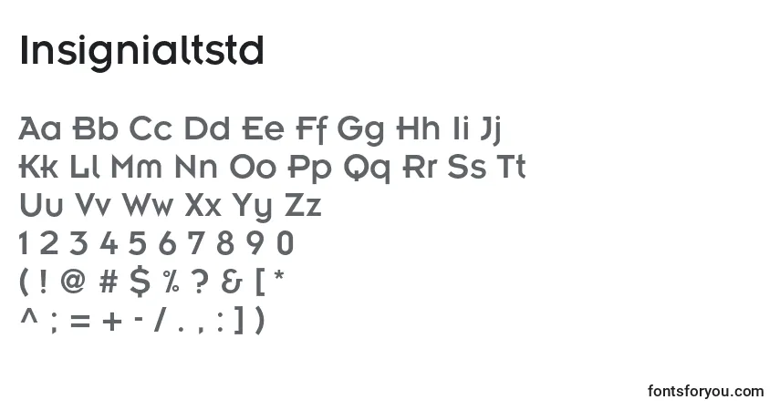 A fonte Insignialtstd – alfabeto, números, caracteres especiais