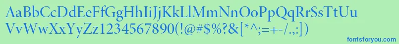 Шрифт MinionproMediumdisp – синие шрифты на зелёном фоне