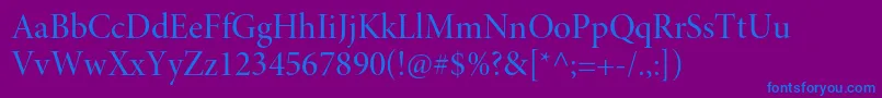 Fonte MinionproMediumdisp – fontes azuis em um fundo violeta