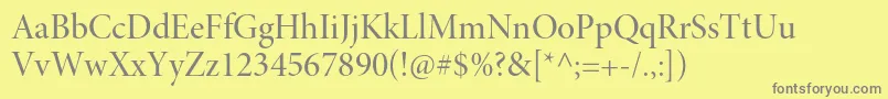 MinionproMediumdisp-fontti – harmaat kirjasimet keltaisella taustalla