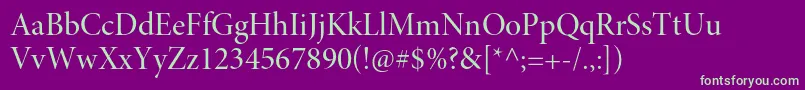 MinionproMediumdisp-fontti – vihreät fontit violetilla taustalla
