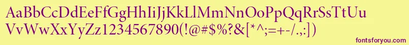 Шрифт MinionproMediumdisp – фиолетовые шрифты на жёлтом фоне