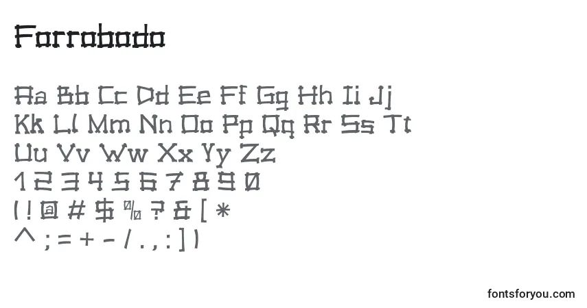Шрифт Forrobodo – алфавит, цифры, специальные символы