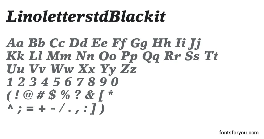 Czcionka LinoletterstdBlackit – alfabet, cyfry, specjalne znaki