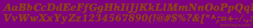 LinoletterstdBlackit-Schriftart – Braune Schriften auf violettem Hintergrund