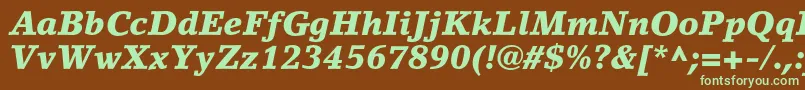 フォントLinoletterstdBlackit – 緑色の文字が茶色の背景にあります。