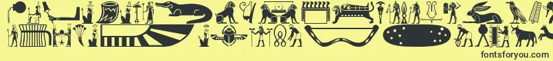 Oldegyptglyphs Font – Black Fonts on Yellow Background
