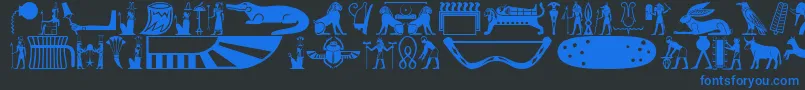 Oldegyptglyphs Font – Blue Fonts on Black Background