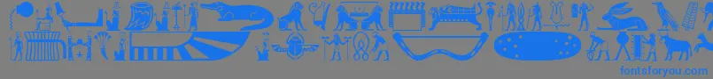 Oldegyptglyphs-Schriftart – Blaue Schriften auf grauem Hintergrund