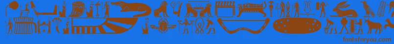 Oldegyptglyphs Font – Brown Fonts on Blue Background