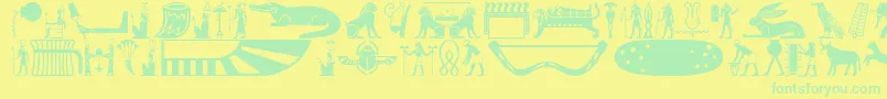 Oldegyptglyphs Font – Green Fonts on Yellow Background