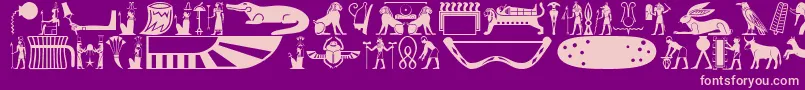 Oldegyptglyphs-fontti – vaaleanpunaiset fontit violetilla taustalla