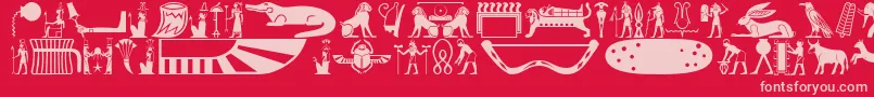 Oldegyptglyphs-Schriftart – Rosa Schriften auf rotem Hintergrund