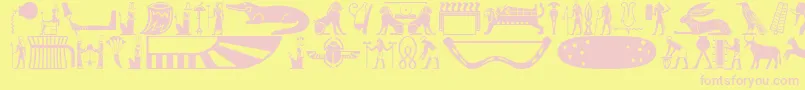 Oldegyptglyphs Font – Pink Fonts on Yellow Background