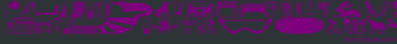 Oldegyptglyphs-fontti – violetit fontit mustalla taustalla