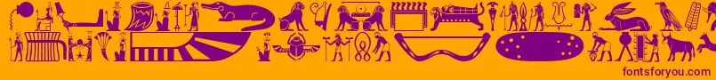 Oldegyptglyphs Font – Purple Fonts on Orange Background