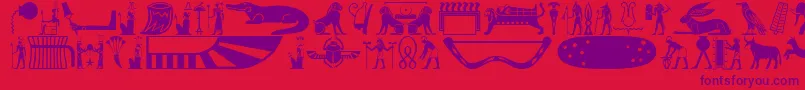 Oldegyptglyphs Font – Purple Fonts on Red Background