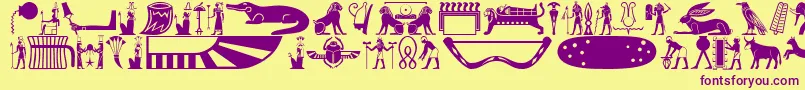 Oldegyptglyphs Font – Purple Fonts on Yellow Background