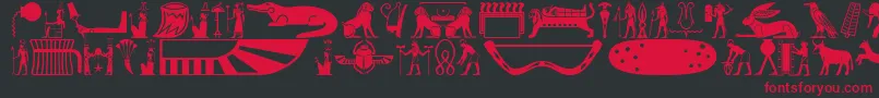 Oldegyptglyphs Font – Red Fonts on Black Background