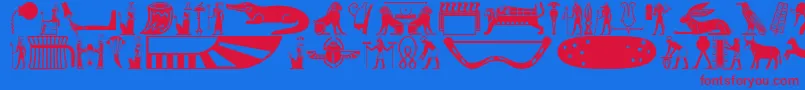 Oldegyptglyphs Font – Red Fonts on Blue Background