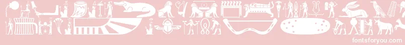 Czcionka Oldegyptglyphs – białe czcionki na różowym tle